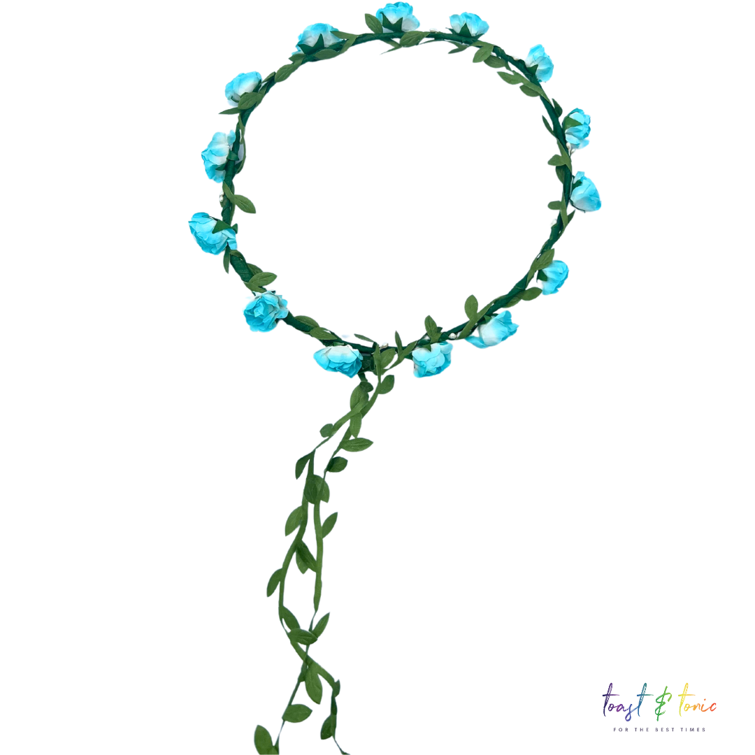 Flower Hair Garland, BabyFlower Head Garland with green trail