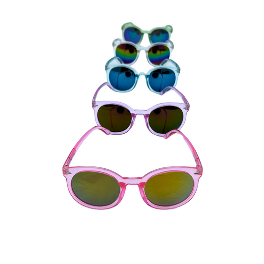 Coloured / Translucent Frame - Round Mirrored Lens Sunglasses