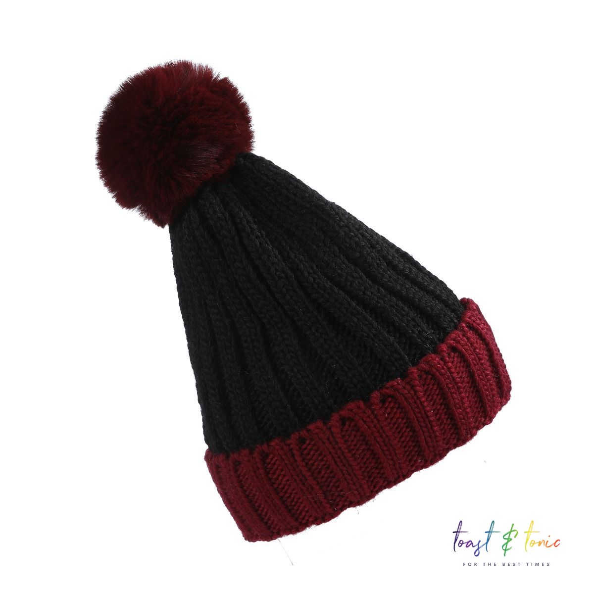 Bobble Hat Black & Claret