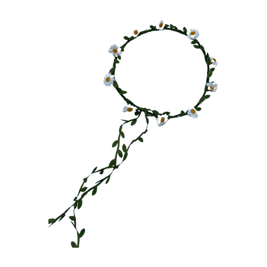 Flower Head Garland, Classic Daisy flower Hair Garland With Green Trail