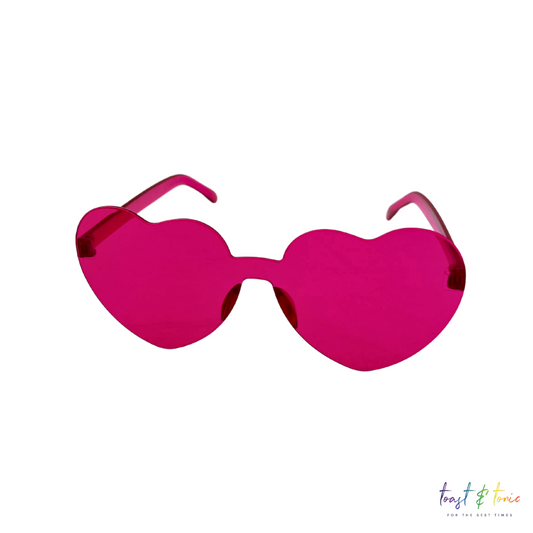 Heart Shaped Sunglasses - dark pink - Frameless, Rimless, Plastic