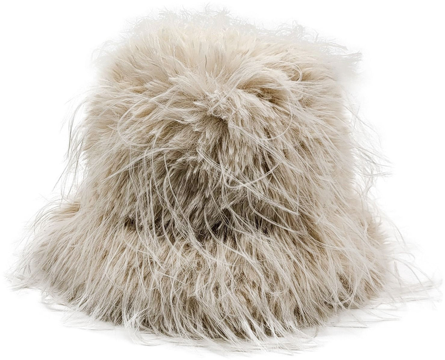 Faux Fur Fluffy Festival Bucket Hat - Cream