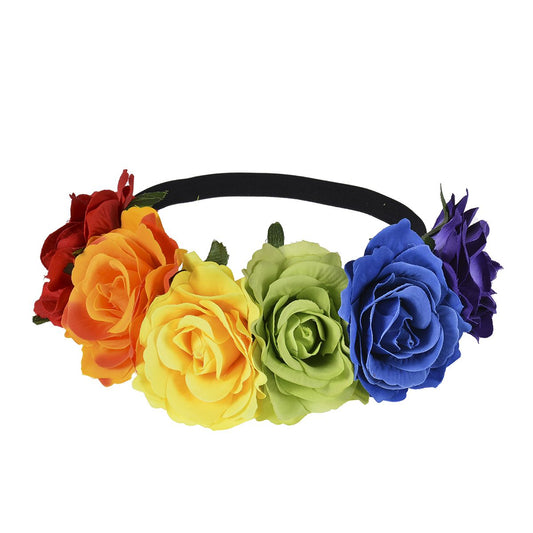 flower headband, festival, flower garland, rainbow