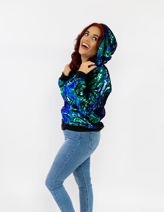 Green sequin bomber jacket