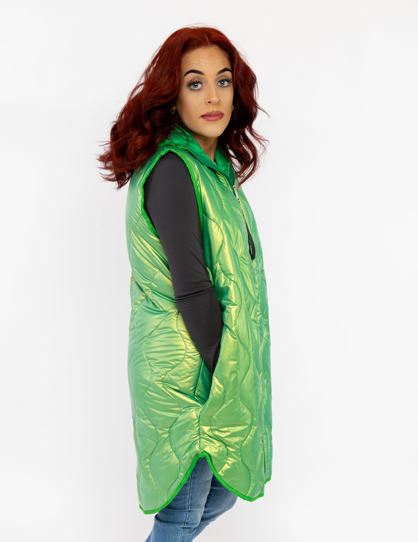 Long Gilet - One Size - Khaki Green