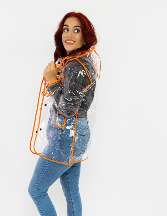 Clear Rain Mac - Orange Edging