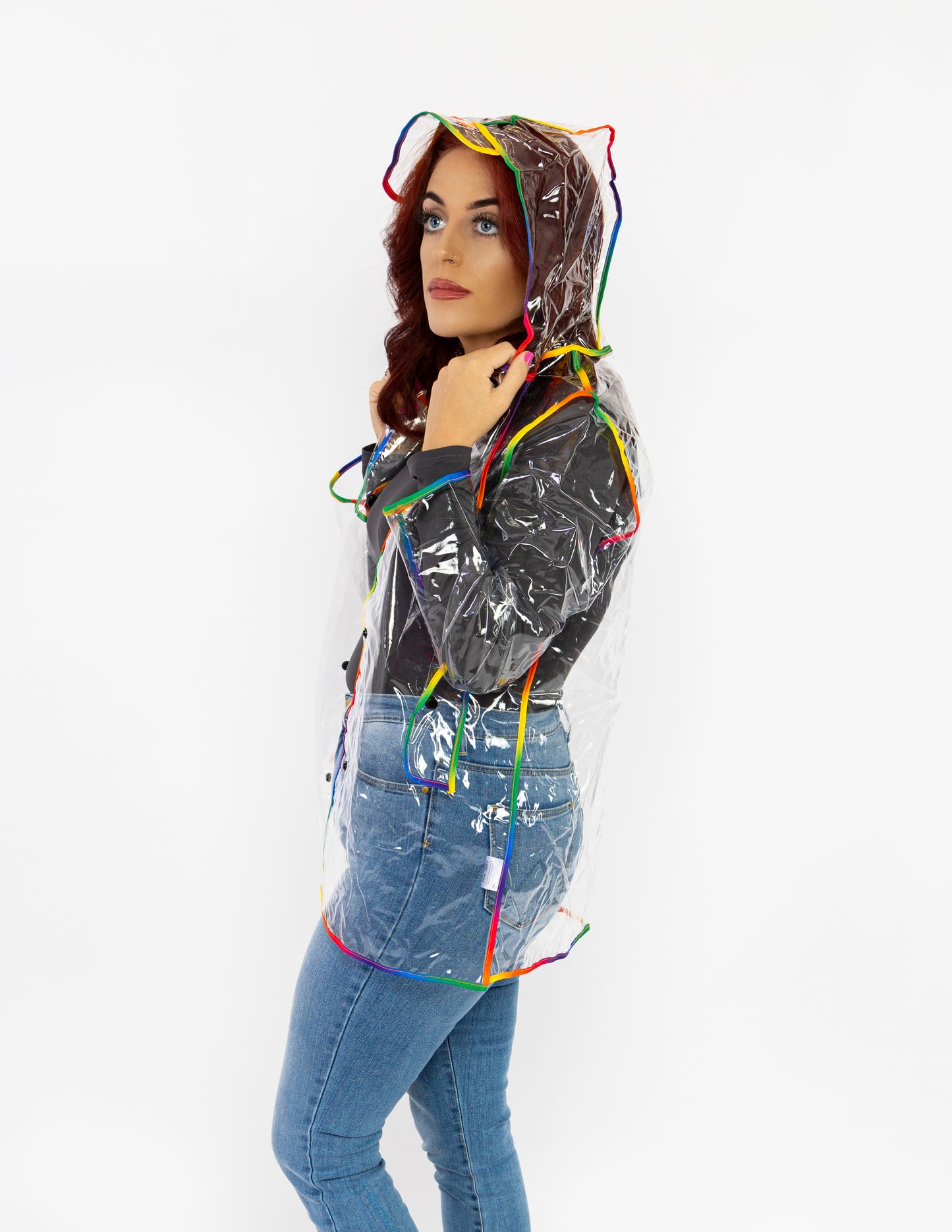 Clear Rain Mac - Multicoloured Edging