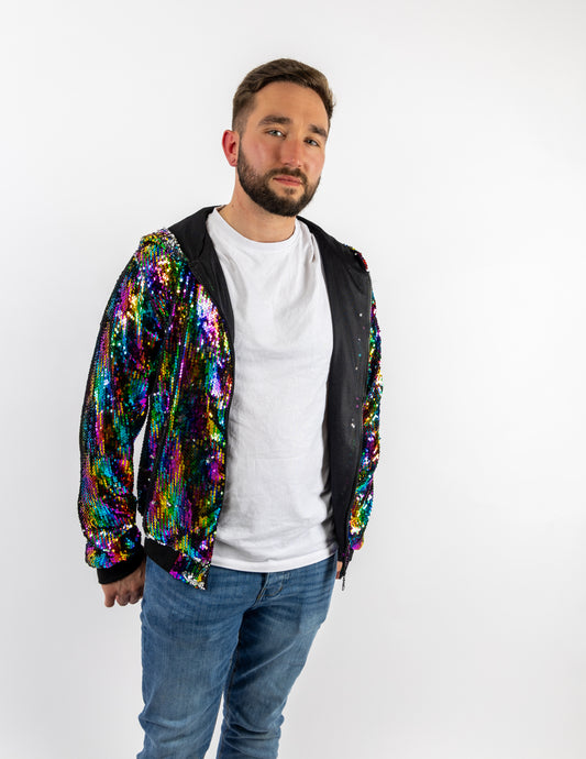 Rainbow Sequin Bomber Jacket Unisex