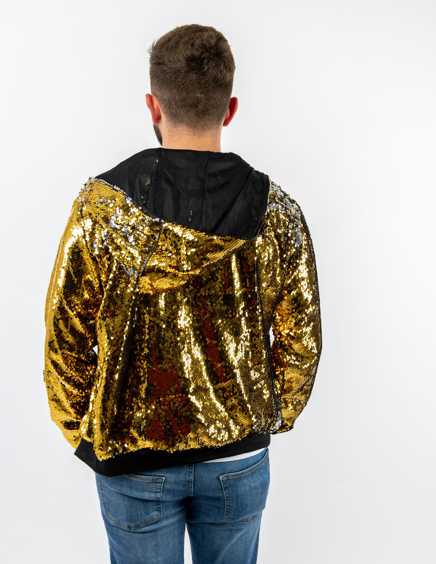 Gold Sequin Bomber Jacket