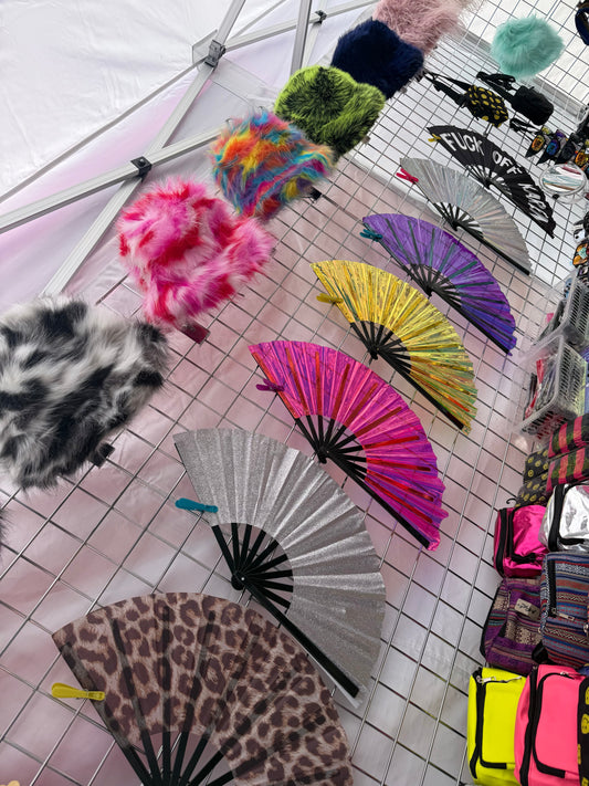 festival stall with festival accessories 