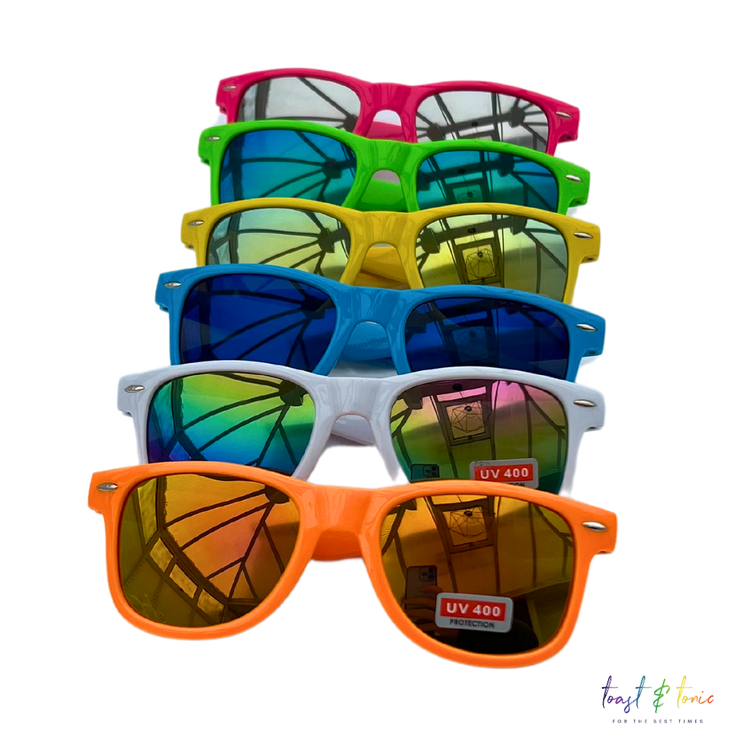Neon Coloured Wayfarer Mirror Lens Sunglasses