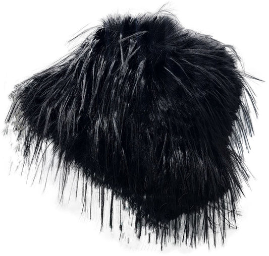Black feathered hat on white background
