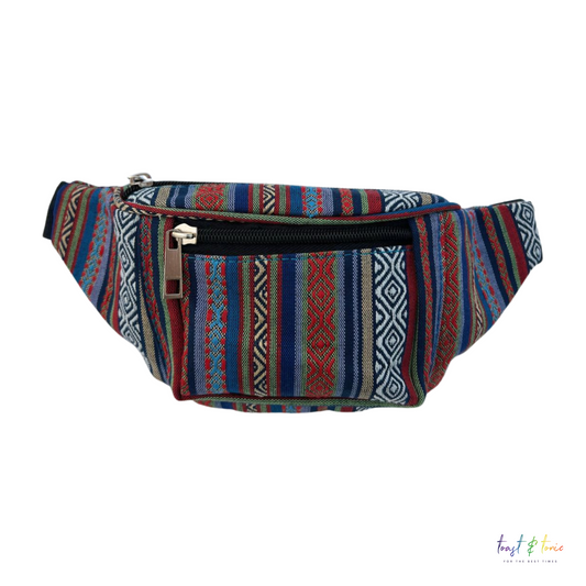 Classic Canvas Bum Bag, Blue Bumbag Striped Canvas.