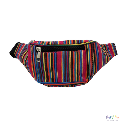 Pink Canvas Stripy Bum Bag
