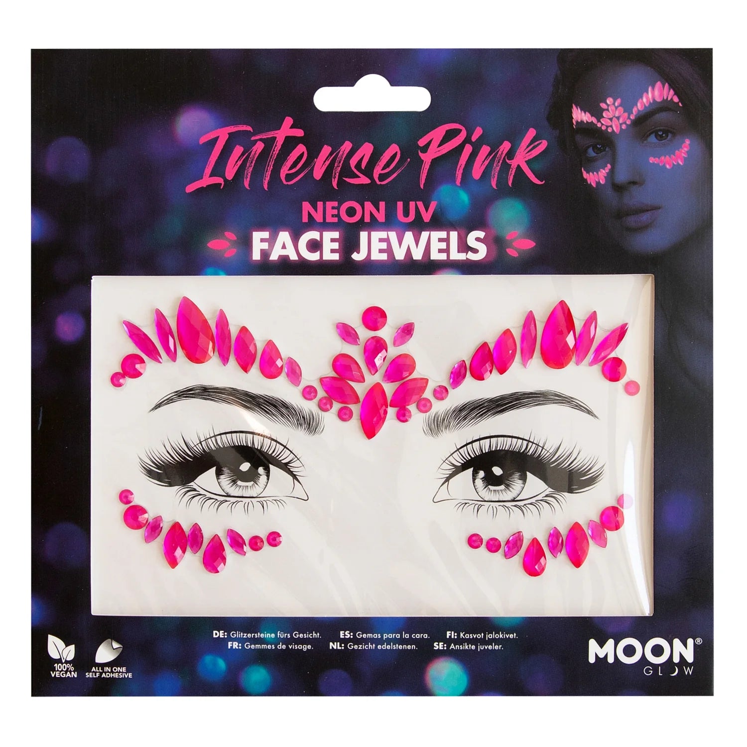 Festival Face Gems, Face Jewels, Neon Pink,