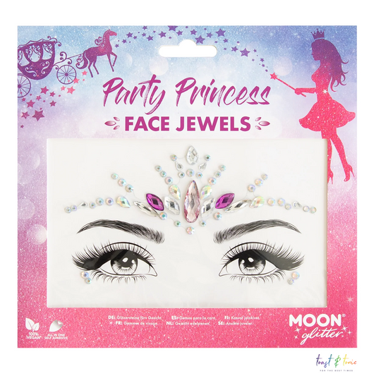 Face Jewels, Face Gems, Party Princess, Pink and Clear Gems, Moon Glitter