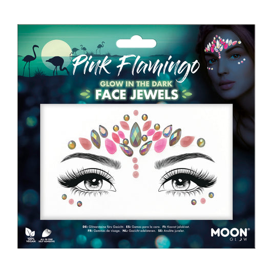 Glow in the Dark Face Jewels and Face Gems - Pink Flamingo