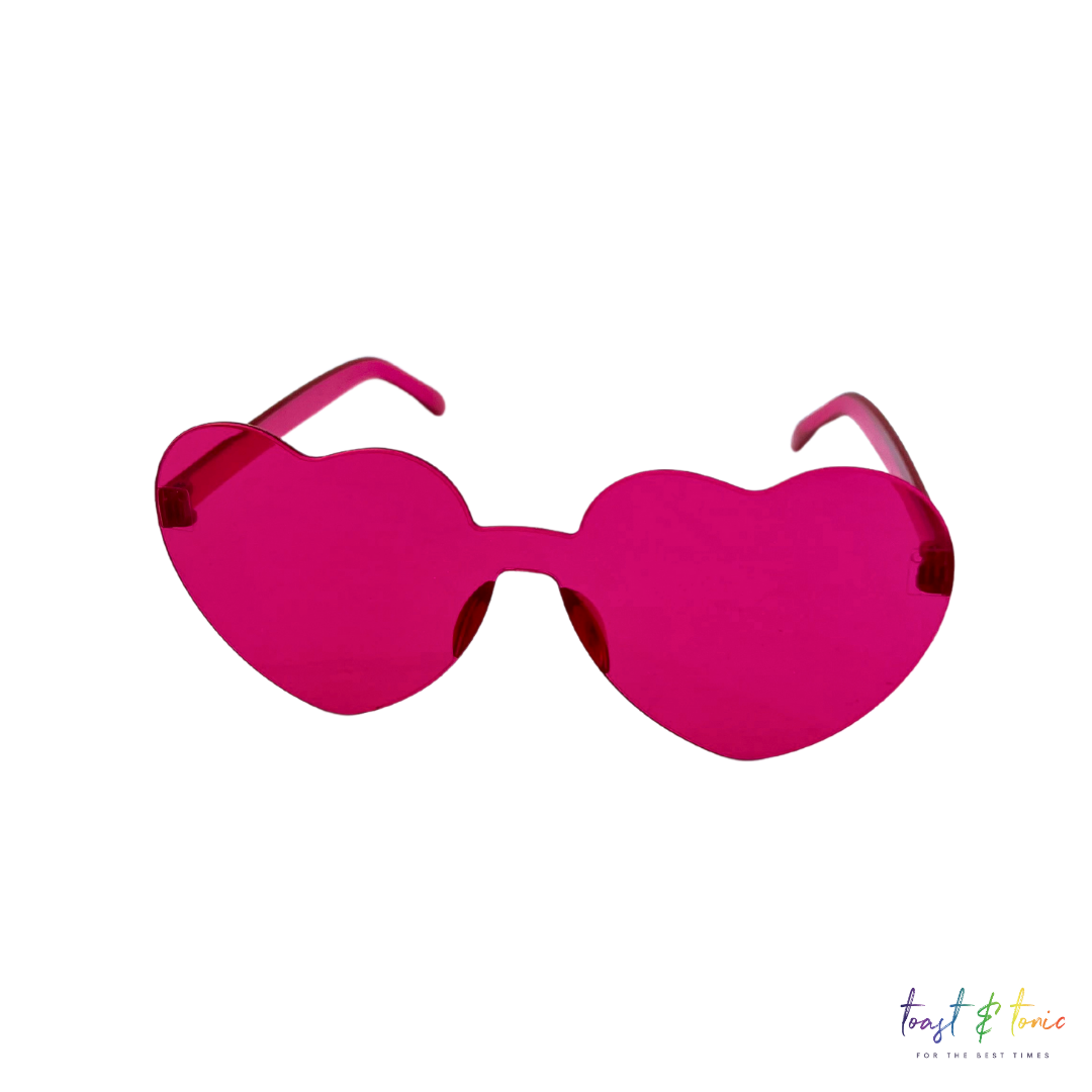 Heart Shaped Sunglasses - dark pink - Frameless, Rimless, Plastic