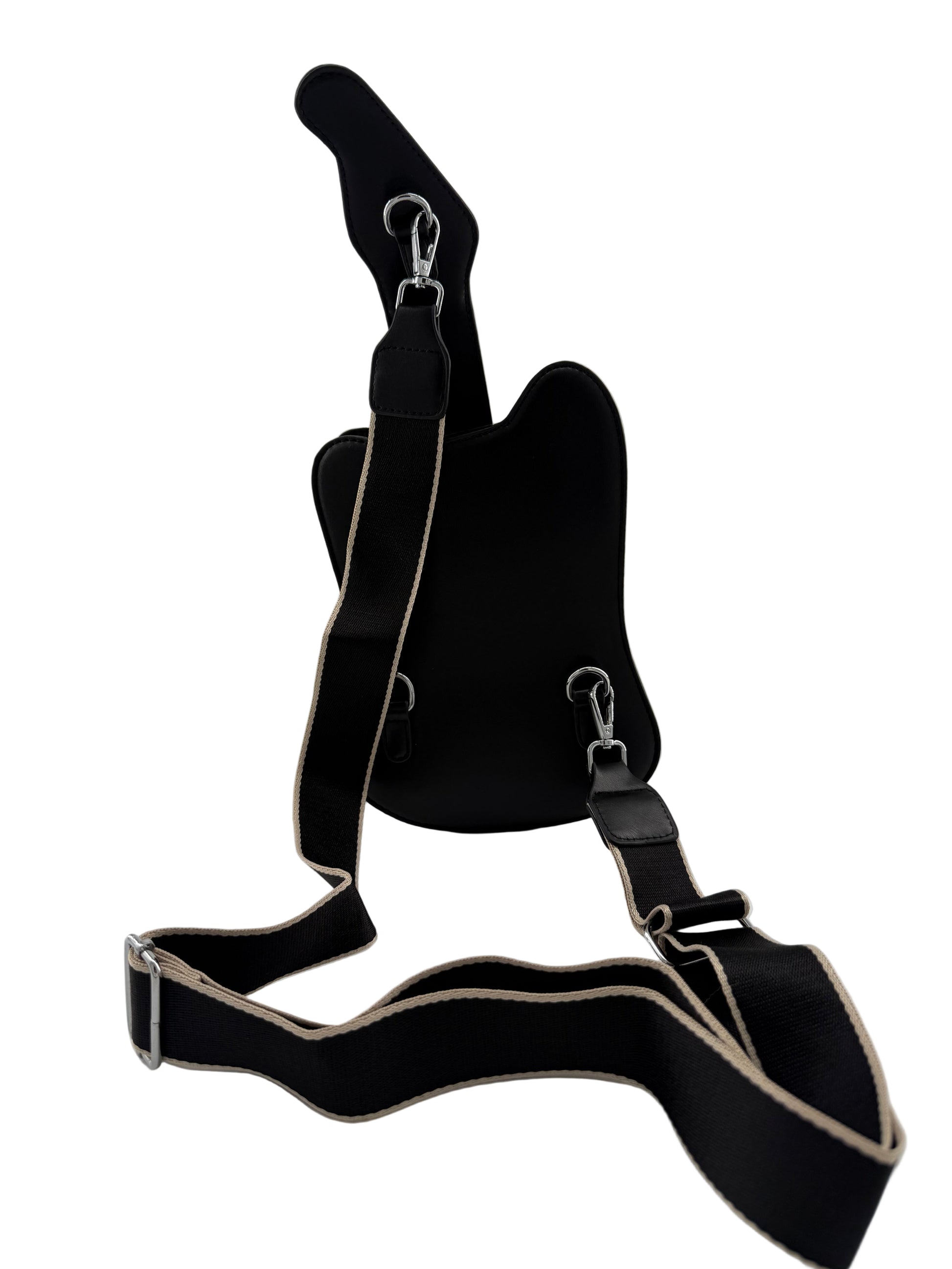 festival guitar black and white shoulder crossbody bag with detachable strap 