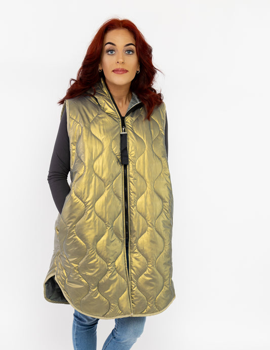 Long Gilet - One Size - Khaki Green