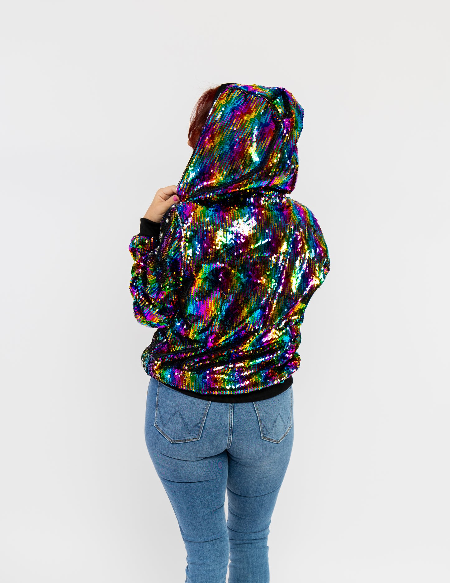 Rainbow Sequin Bomber Jacket