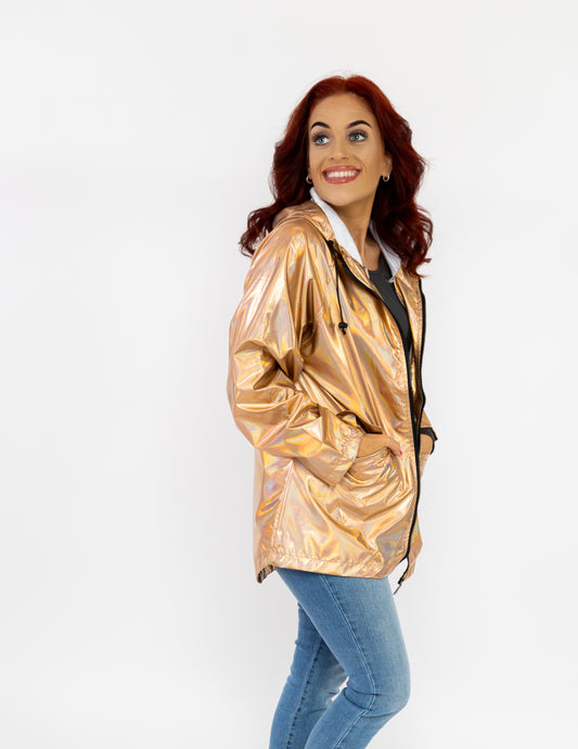 Gold Holographic Rain Coat