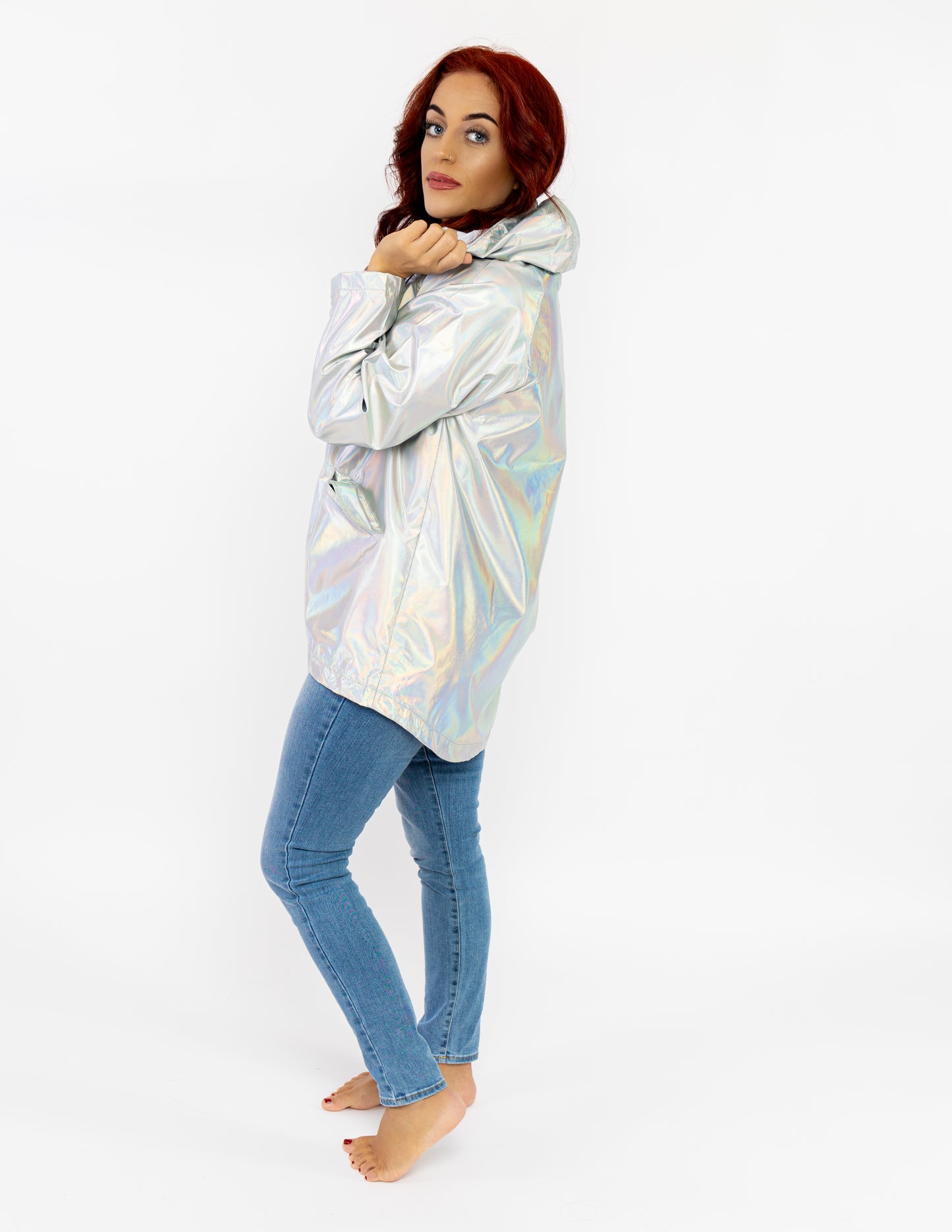 Silver Holographic Rain Coat