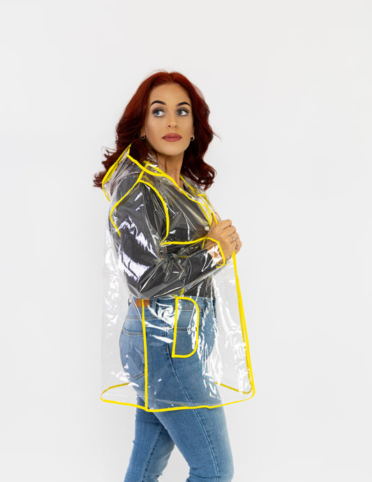 Clear Rain Mac - Yellow Edging