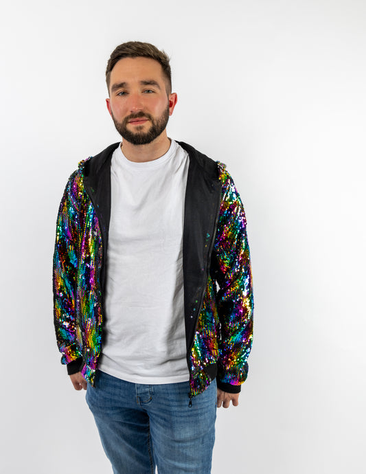 Rainbow Sequin Bomber Jacket Unisex