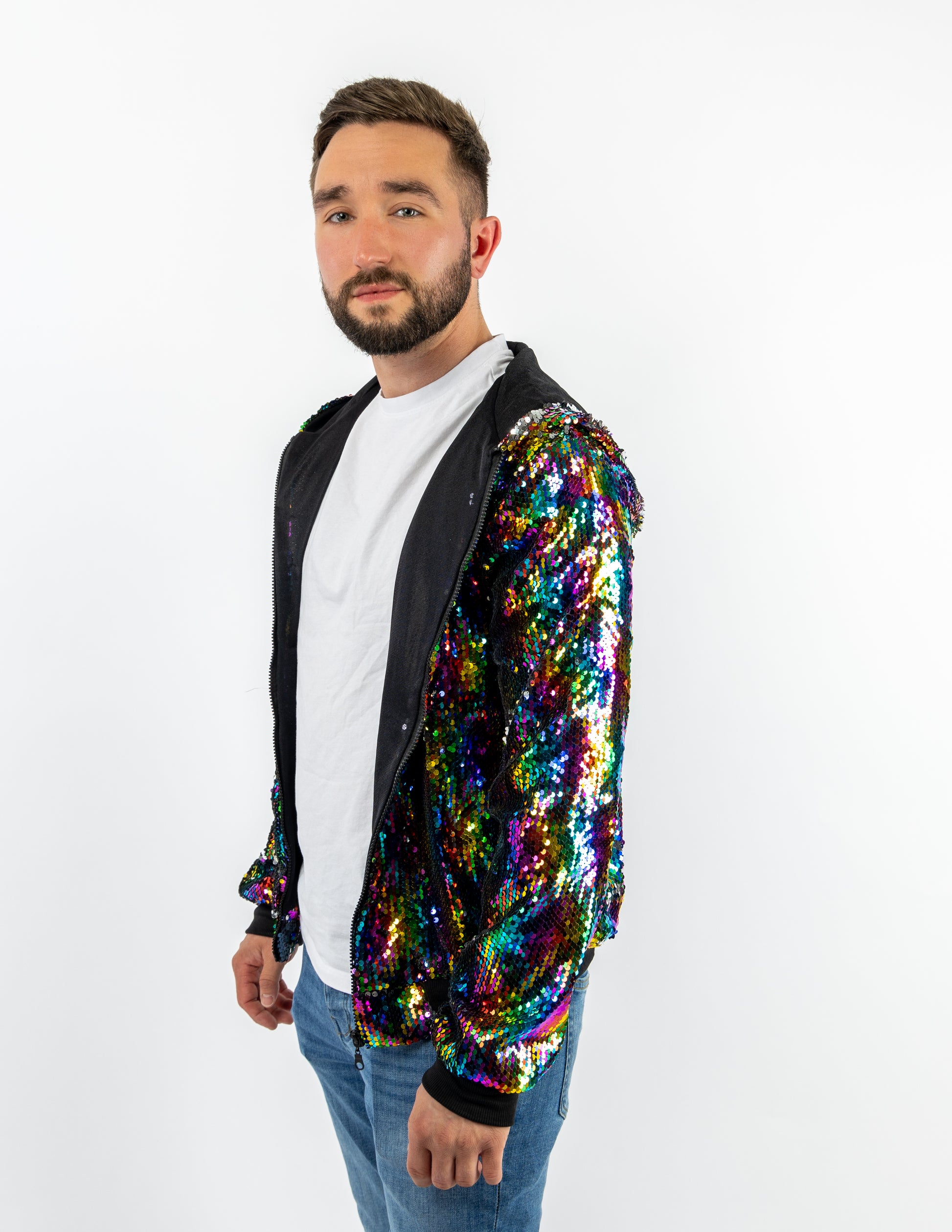 Rainbow Sequin Bomber Jacket Unisex – Toast Tonic