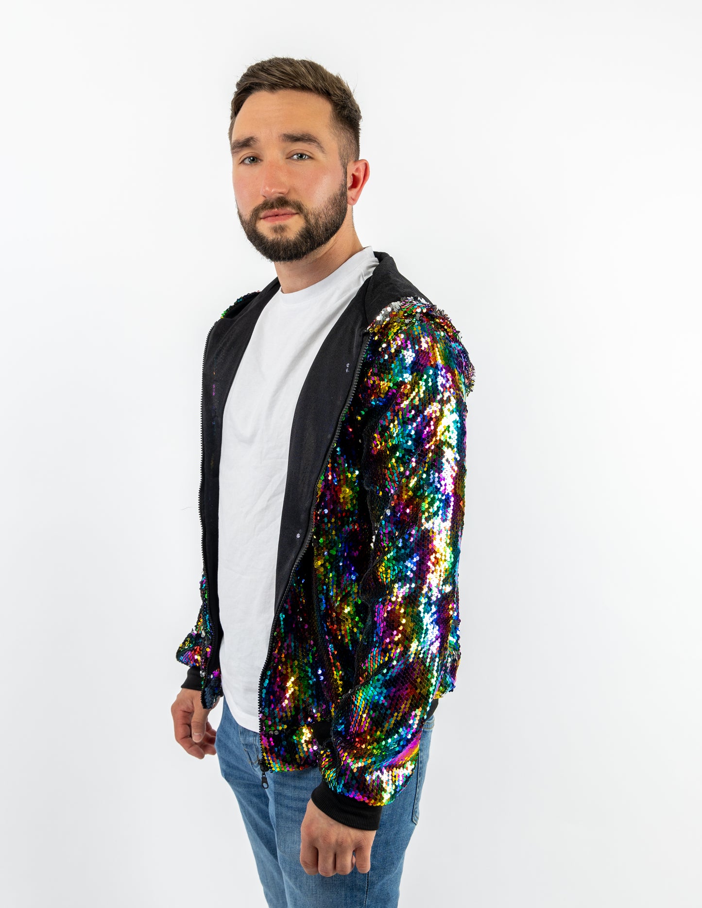 Rainbow Sequin Bomber Jacket Unisex