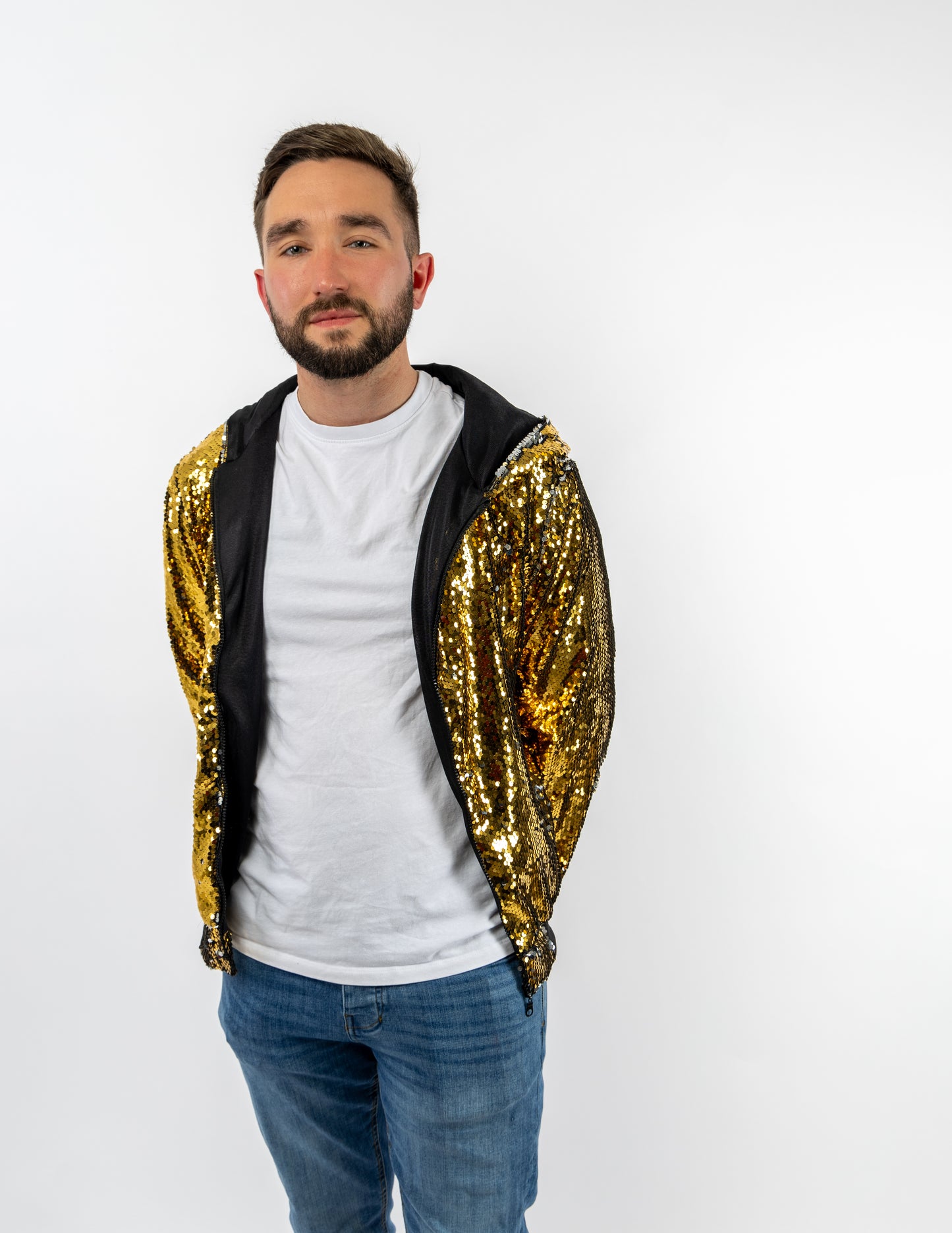 Gold Sequin Bomber Jacket