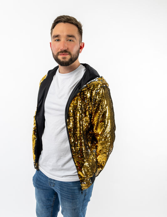 Gold Sequin Bomber Jacket