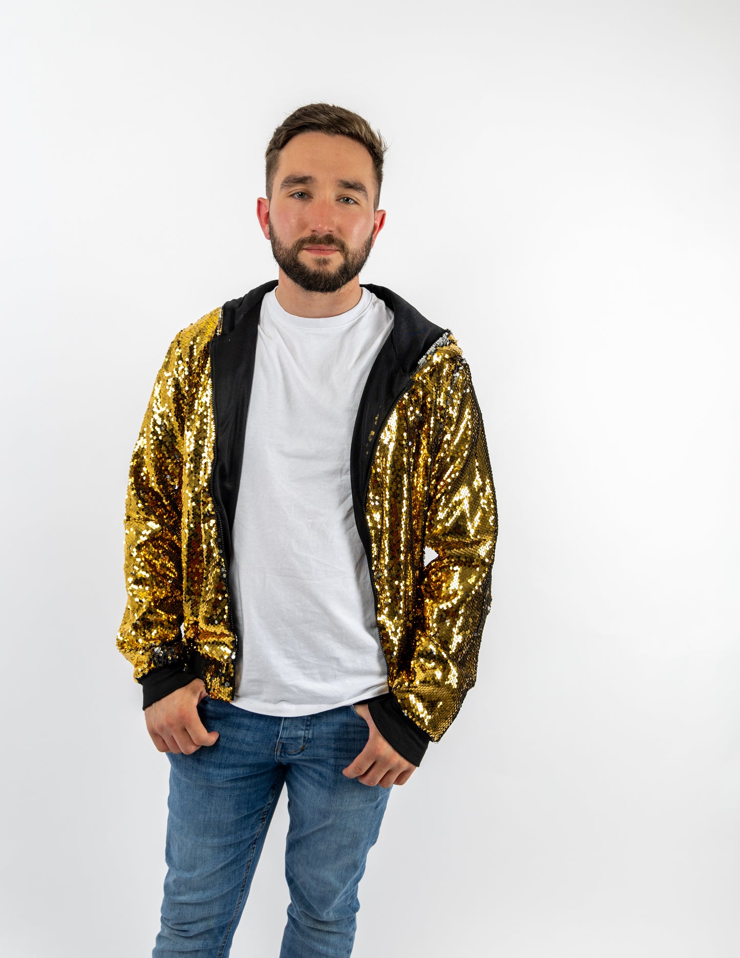 Gold Sequin Bomber Jacket