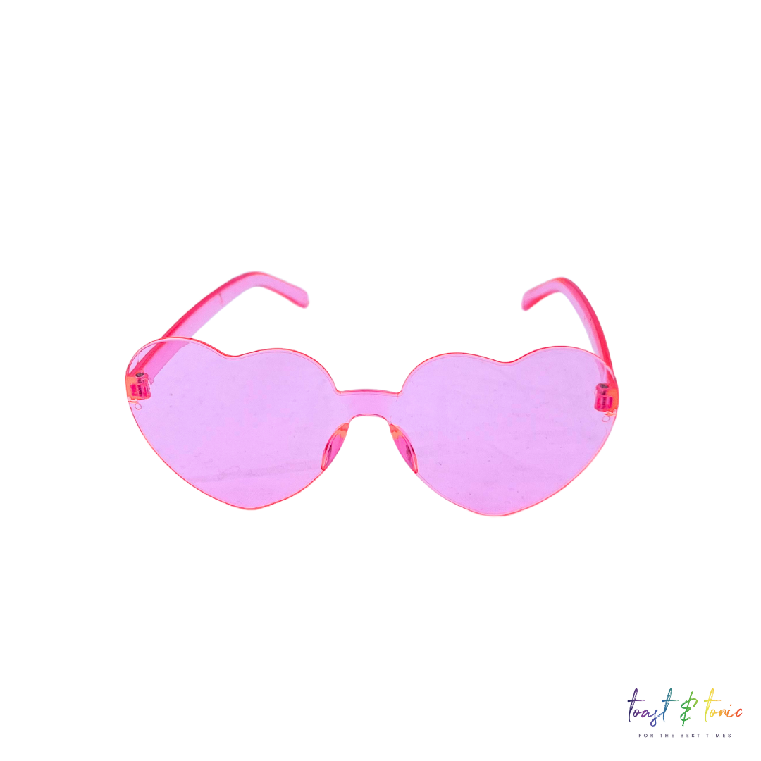 Heart shaped sunglasses - pink, frameless heart shaped sunglasses, rimless