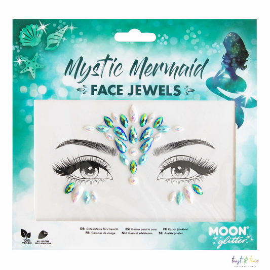 Face Jewels, Face Gems, Mystic Mermaid, Green, White, Clear, Moon Glitter