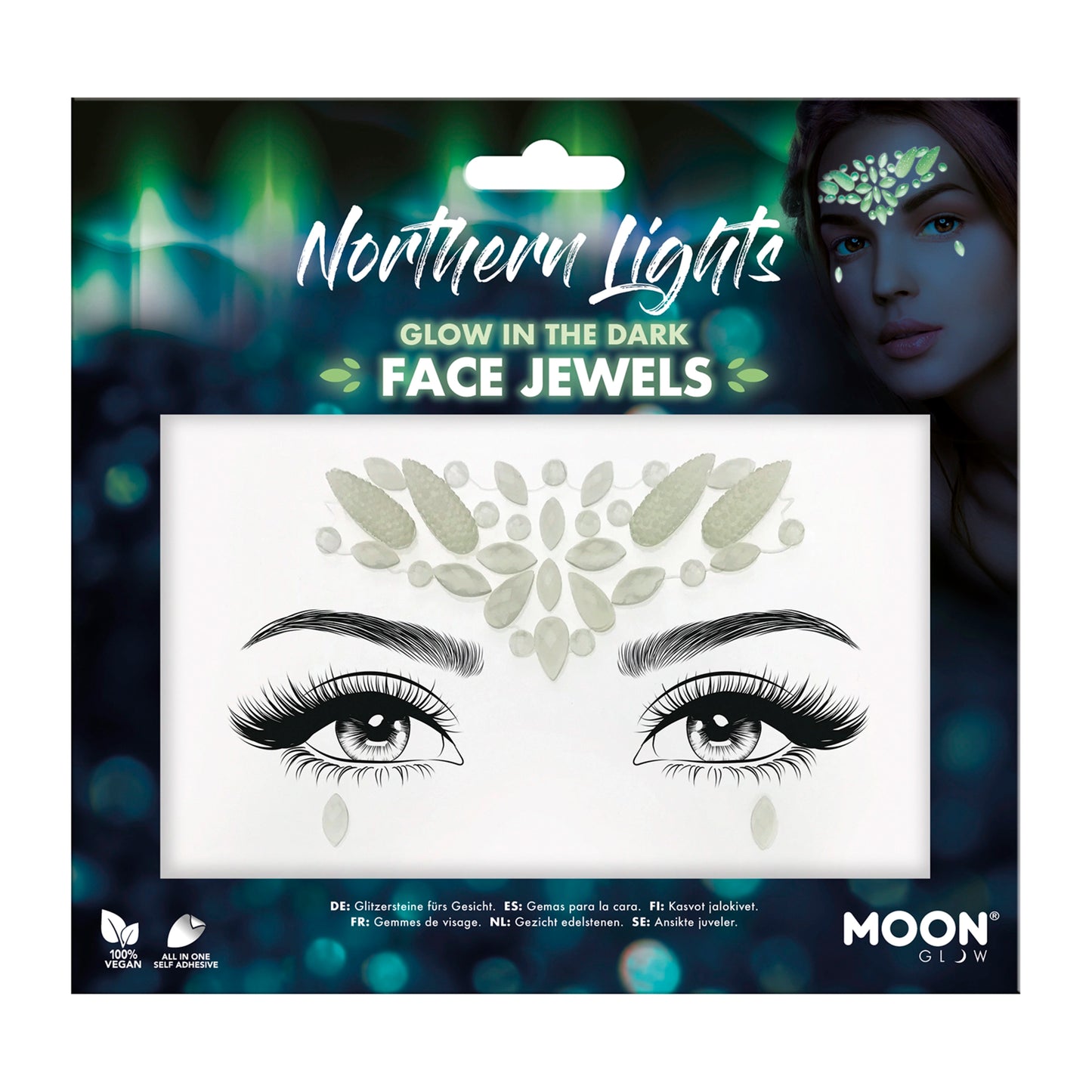 Glow in the Dark Face Jewels and Face Gems - Northern Lights