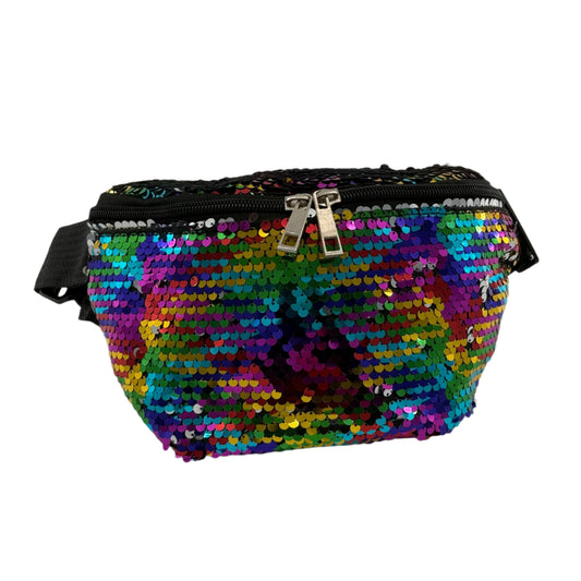 bum bag festival multi coloured sequin fanny pack