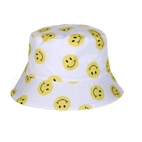 Smiley Face Bucket Hat - White – Toast & Tonic