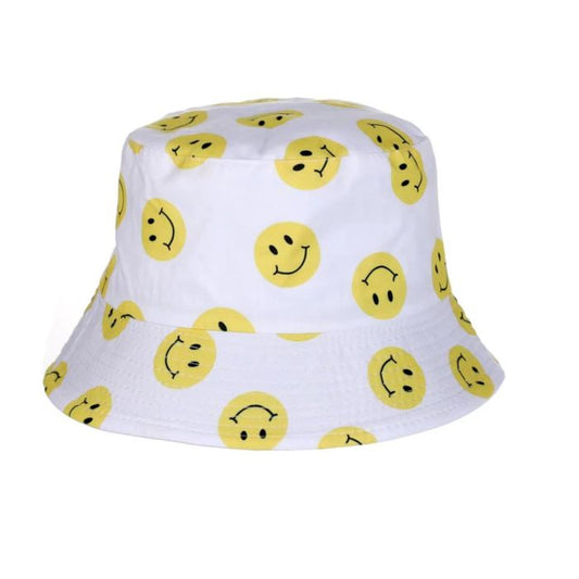 Smiley Face Bucket Hat - White